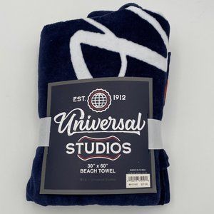 Universal Studios Est. 1912 Beach Towel 30" x60" Navy Blue White Red New w/ Tag